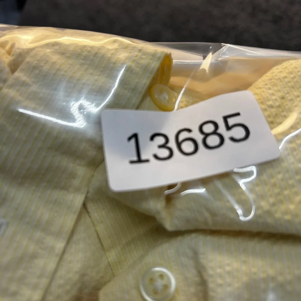 Ralph Lauren Shirt Mens Size L Yellow Seersucker Blake Cotton Short Sleeve